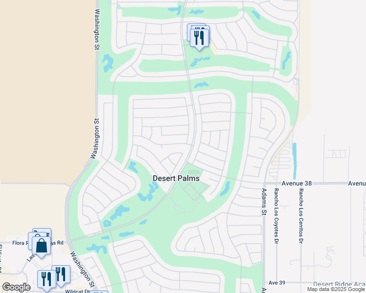 map of restaurants, bars, coffee shops, grocery stores, and more near 78425 Silver Sage Drive in Palm Desert