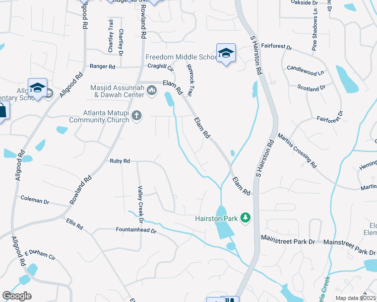map of restaurants, bars, coffee shops, grocery stores, and more near 4789 Banner Elk Drive in Stone Mountain