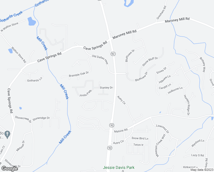 map of restaurants, bars, coffee shops, grocery stores, and more near 6114 Stanley Drive in Douglasville
