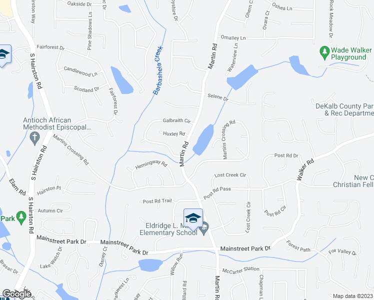 map of restaurants, bars, coffee shops, grocery stores, and more near 762 Martin Road in Stone Mountain