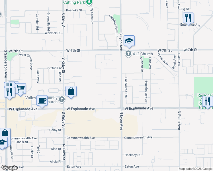 map of restaurants, bars, coffee shops, grocery stores, and more near 1624 Westfork Way in San Jacinto