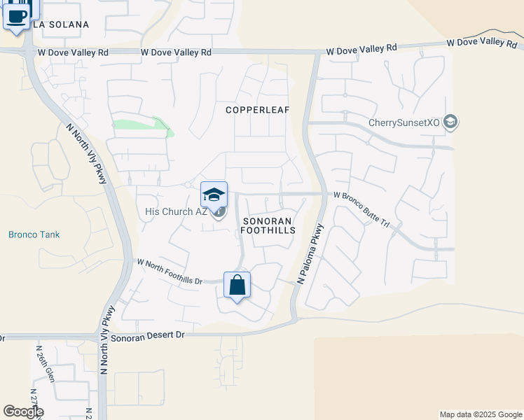 map of restaurants, bars, coffee shops, grocery stores, and more near 2011 West White Pine Drive in Phoenix