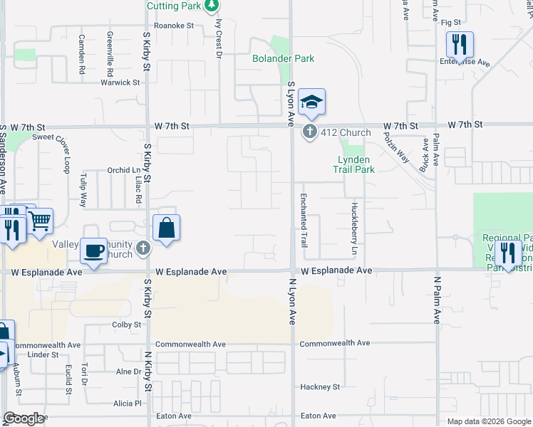 map of restaurants, bars, coffee shops, grocery stores, and more near 1580 Westfork Way in San Jacinto