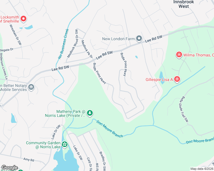 map of restaurants, bars, coffee shops, grocery stores, and more near 4465 Bridle Point Parkway in Snellville