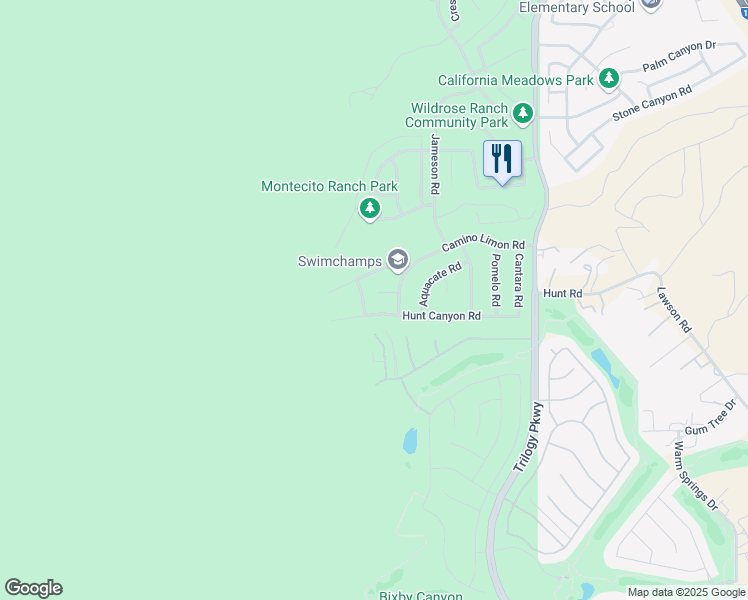 map of restaurants, bars, coffee shops, grocery stores, and more near 8617 Pina Corte in Corona