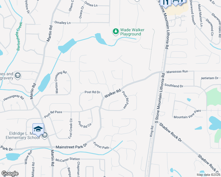 map of restaurants, bars, coffee shops, grocery stores, and more near 703 Kingsgate Ridge in Stone Mountain