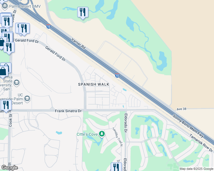map of restaurants, bars, coffee shops, grocery stores, and more near in Palm Desert