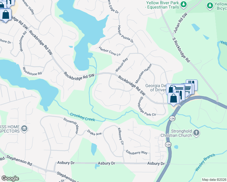 map of restaurants, bars, coffee shops, grocery stores, and more near 683 Bridge Way in Lithonia