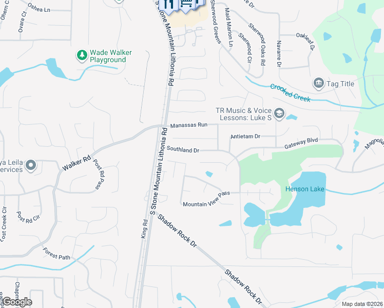 map of restaurants, bars, coffee shops, grocery stores, and more near 5618 Mountain Meadow Court in Stone Mountain