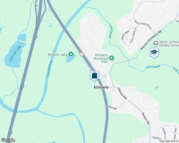 map of restaurants, bars, coffee shops, grocery stores, and more near 415 Old Highway 31 in Warrior