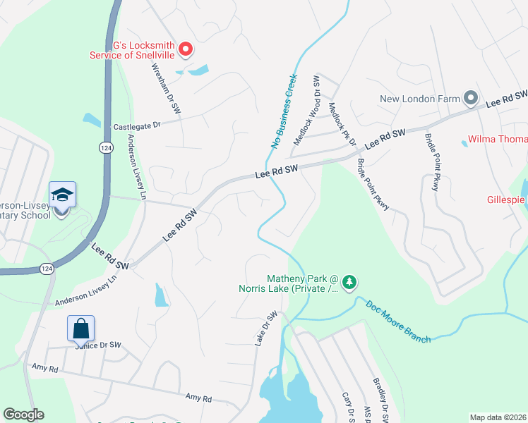map of restaurants, bars, coffee shops, grocery stores, and more near 4368 Gray Raptor Circle in Snellville