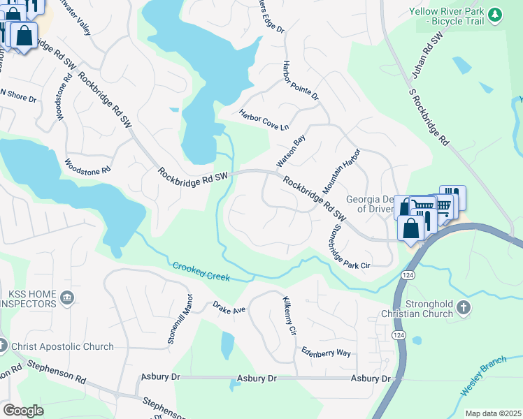 map of restaurants, bars, coffee shops, grocery stores, and more near 675 Stonebridge Loop in Lithonia