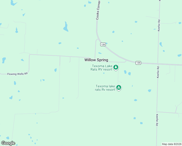 map of restaurants, bars, coffee shops, grocery stores, and more near 304 Flowing Wells Road in Pottsboro