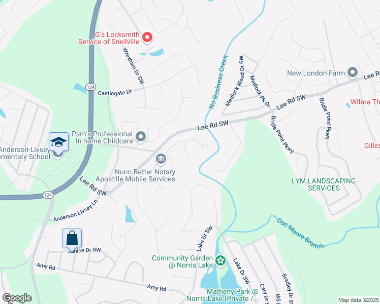 map of restaurants, bars, coffee shops, grocery stores, and more near 4246 Gray Raptor Court in Snellville