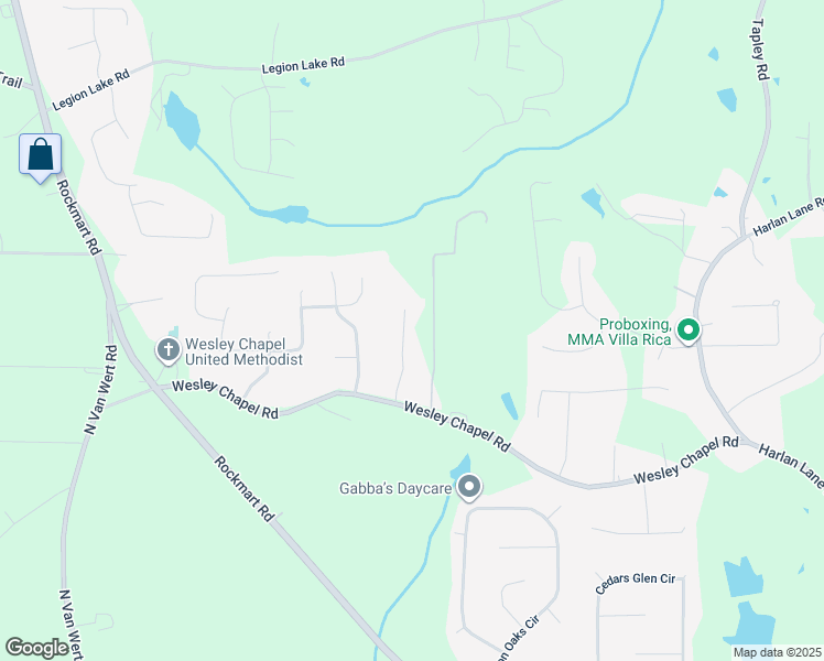 map of restaurants, bars, coffee shops, grocery stores, and more near 147 Kylee Court in Villa Rica