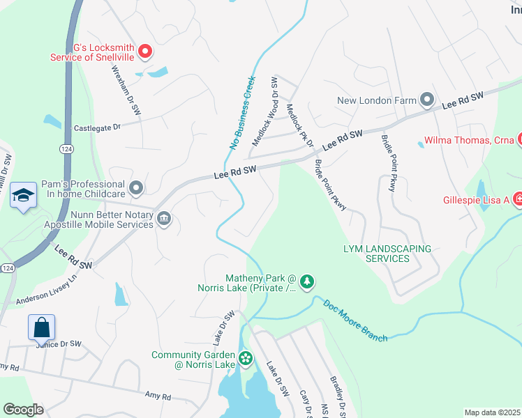 map of restaurants, bars, coffee shops, grocery stores, and more near 4437 James Wade Drive in Snellville