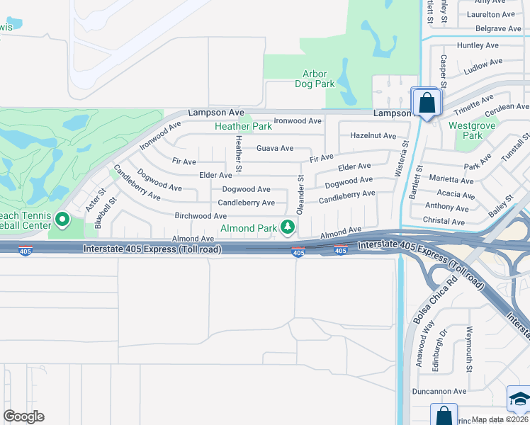 map of restaurants, bars, coffee shops, grocery stores, and more near 4549 Birchwood Avenue in Seal Beach