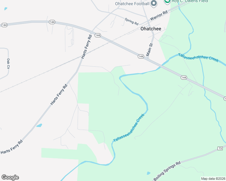 map of restaurants, bars, coffee shops, grocery stores, and more near 310 Tomahawk Trail in Ohatchee