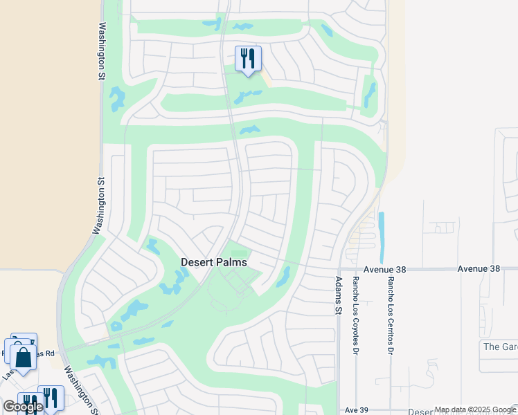 map of restaurants, bars, coffee shops, grocery stores, and more near 37515 Heritage Way in Palm Desert