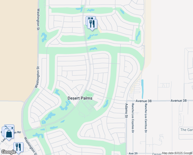 map of restaurants, bars, coffee shops, grocery stores, and more near 37515 Heritage Way in Palm Desert