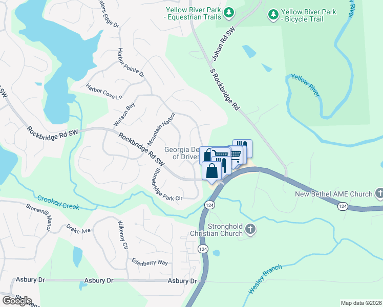 map of restaurants, bars, coffee shops, grocery stores, and more near 7529 Watson Kaye in Stone Mountain