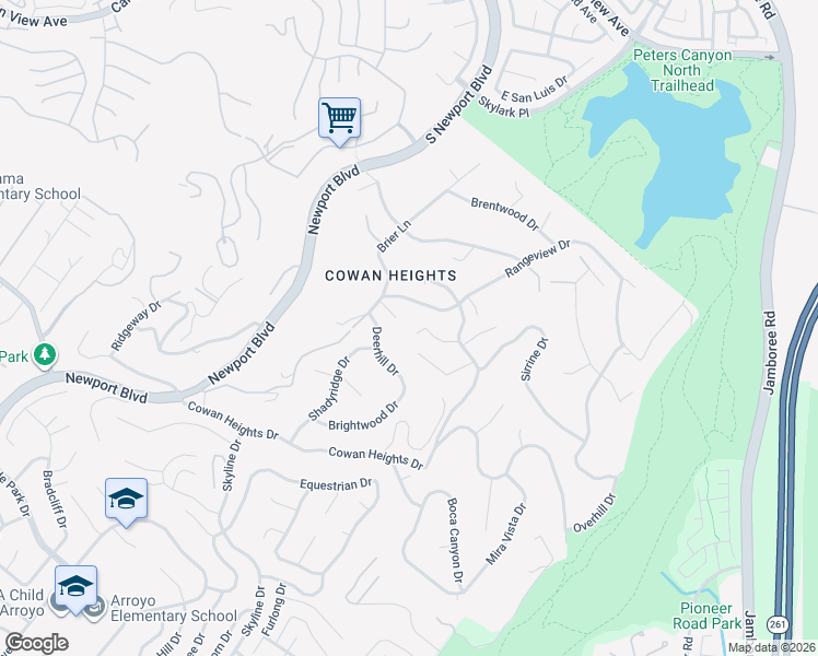 map of restaurants, bars, coffee shops, grocery stores, and more near 1505 Clearview Lane in Santa Ana