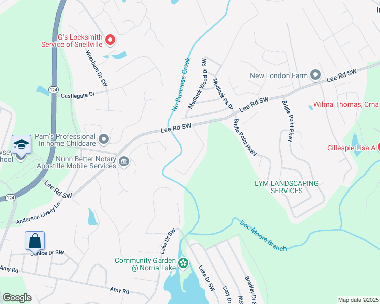 map of restaurants, bars, coffee shops, grocery stores, and more near 4437 James Wade Drive in Snellville