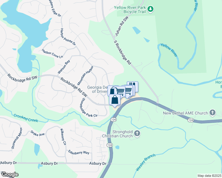 map of restaurants, bars, coffee shops, grocery stores, and more near 658 Watson Bay in Stone Mountain