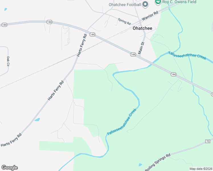 map of restaurants, bars, coffee shops, grocery stores, and more near 310 Tomahawk Trail in Ohatchee