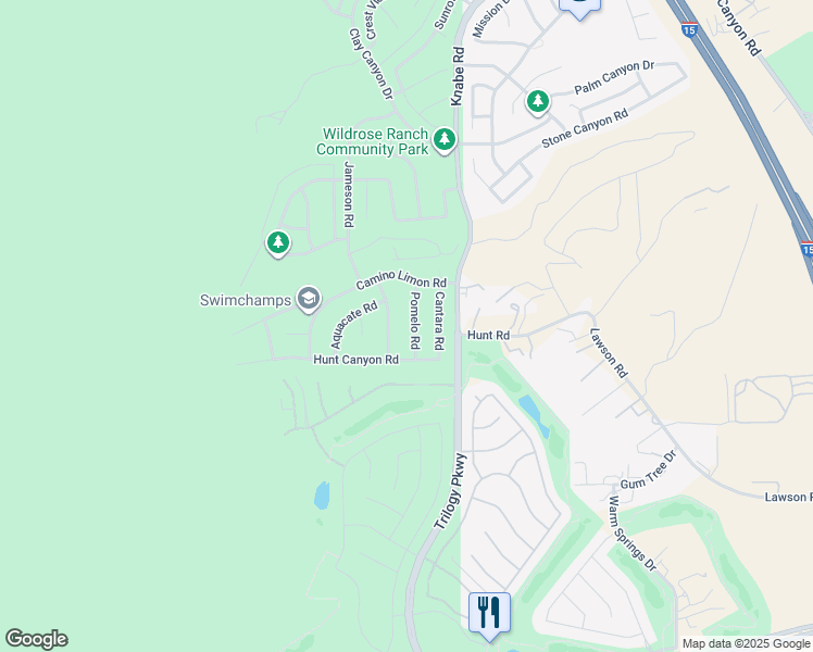 map of restaurants, bars, coffee shops, grocery stores, and more near 23665 Pomelo Road in Corona