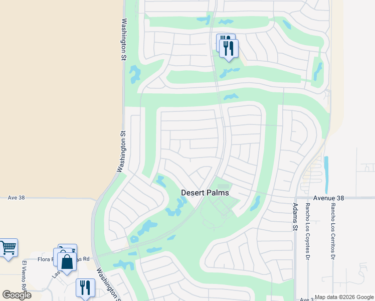 map of restaurants, bars, coffee shops, grocery stores, and more near 78313 Prairie Flower Drive in Palm Desert