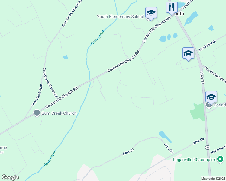 map of restaurants, bars, coffee shops, grocery stores, and more near 1213 Blue Springs Drive in Loganville