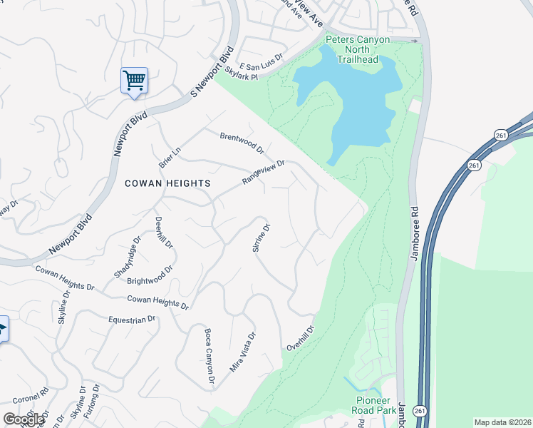 map of restaurants, bars, coffee shops, grocery stores, and more near 1711 Sirrine Drive in North Tustin