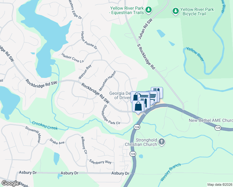 map of restaurants, bars, coffee shops, grocery stores, and more near 649 Watson Cove in Stone Mountain