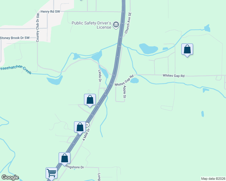 map of restaurants, bars, coffee shops, grocery stores, and more near 2600 Pelham Road South in Jacksonville