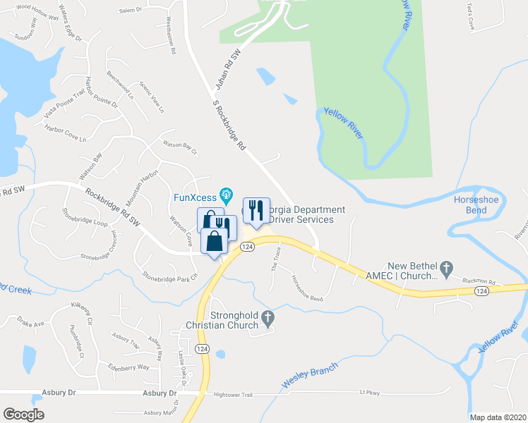 map of restaurants, bars, coffee shops, grocery stores, and more near 8070 Rockbridge Road Southwest in Lithonia