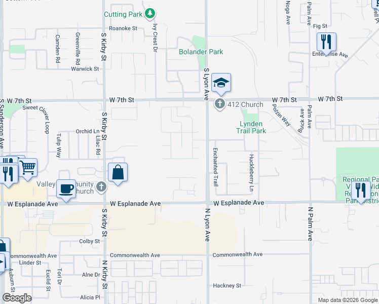 map of restaurants, bars, coffee shops, grocery stores, and more near 1144 Woodstone Drive in San Jacinto