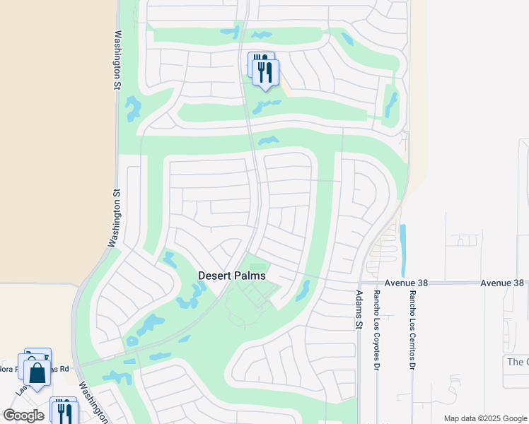 map of restaurants, bars, coffee shops, grocery stores, and more near 37489 Golden Pebble Avenue in Palm Desert