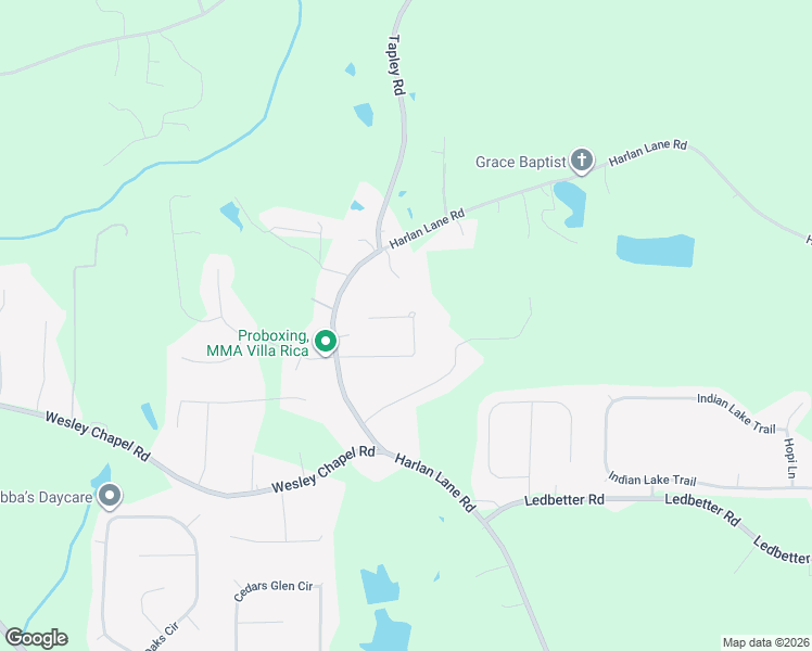 map of restaurants, bars, coffee shops, grocery stores, and more near 237 Harlan Heights Road in Villa Rica