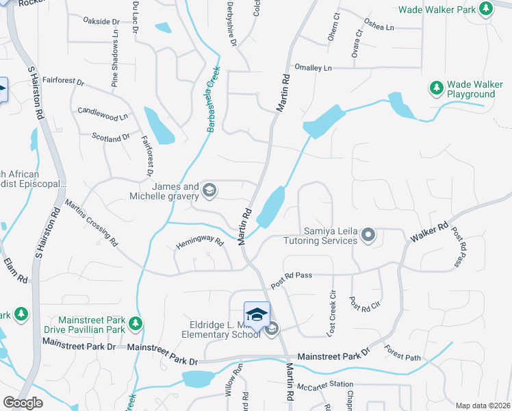 map of restaurants, bars, coffee shops, grocery stores, and more near 720 Martin Road in Stone Mountain