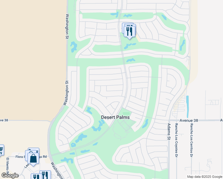 map of restaurants, bars, coffee shops, grocery stores, and more near 78360 Prairie Flower Drive in Palm Desert