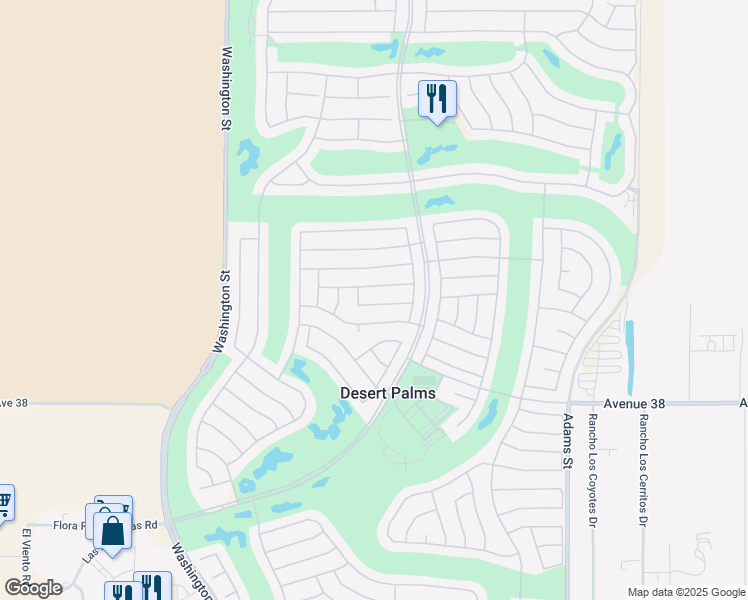 map of restaurants, bars, coffee shops, grocery stores, and more near 78360 Prairie Flower Drive in Palm Desert