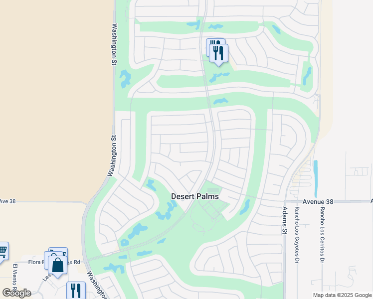 map of restaurants, bars, coffee shops, grocery stores, and more near 78350 Prairie Flower Drive in Palm Desert
