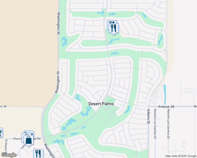 map of restaurants, bars, coffee shops, grocery stores, and more near 78370 Prairie Flower Drive in Palm Desert