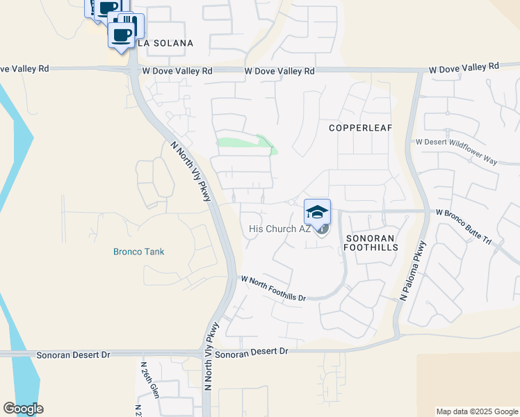 map of restaurants, bars, coffee shops, grocery stores, and more near 2352 West Bronco Butte Trail in Phoenix