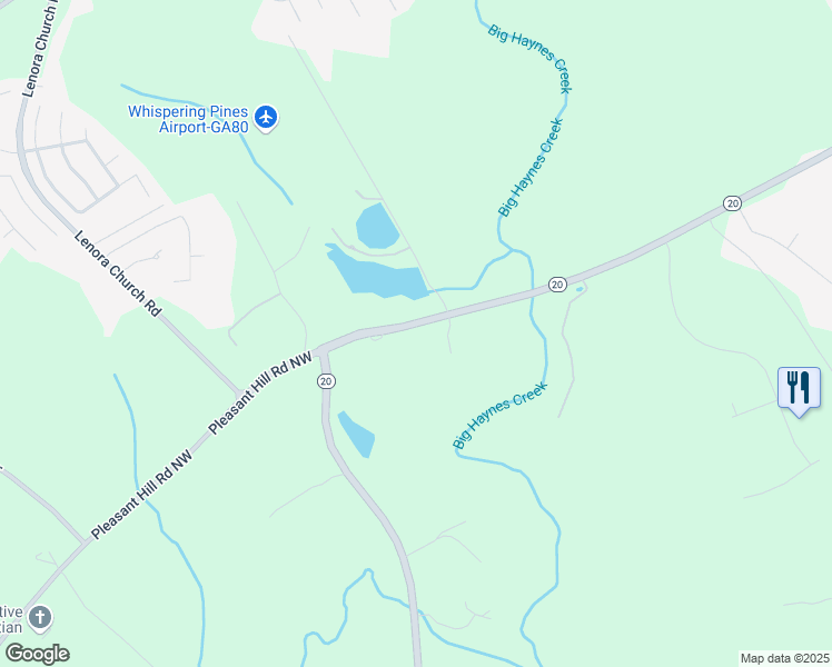 map of restaurants, bars, coffee shops, grocery stores, and more near 5015 Georgia 20 in Conyers