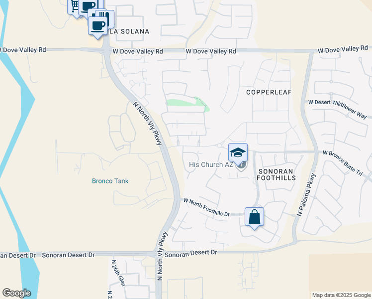 map of restaurants, bars, coffee shops, grocery stores, and more near 2352 West Bronco Butte Trail in Phoenix