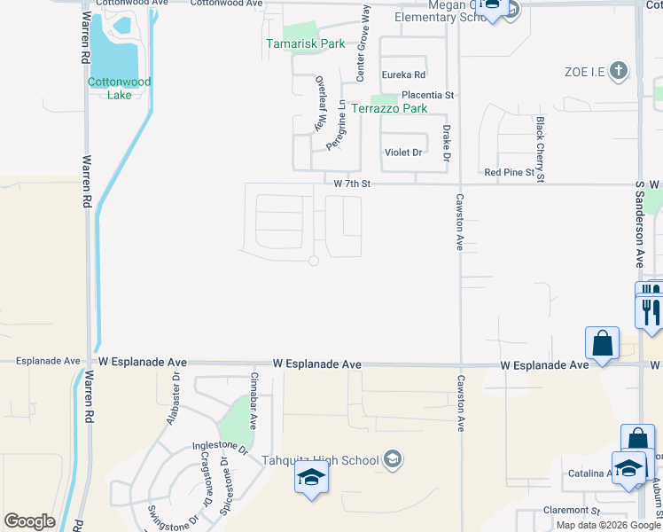 map of restaurants, bars, coffee shops, grocery stores, and more near 3058 Shorthorn Drive in San Jacinto