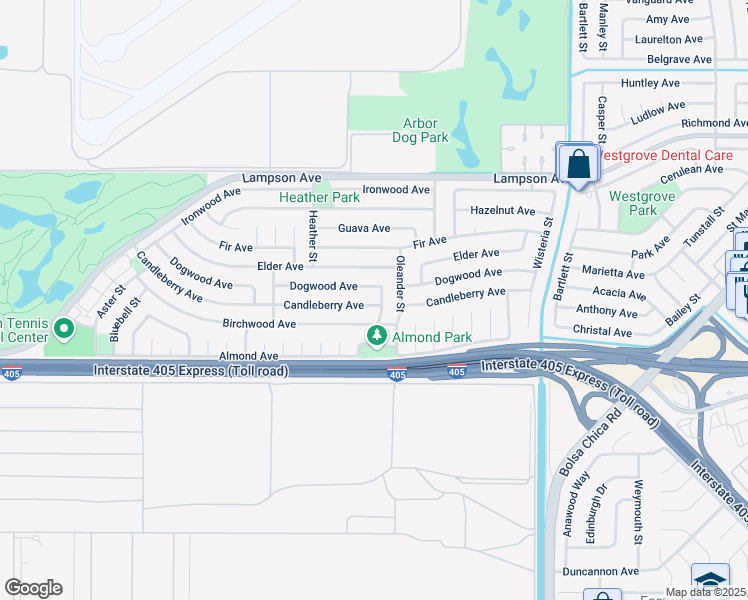 map of restaurants, bars, coffee shops, grocery stores, and more near 4600 Dogwood Avenue in Seal Beach