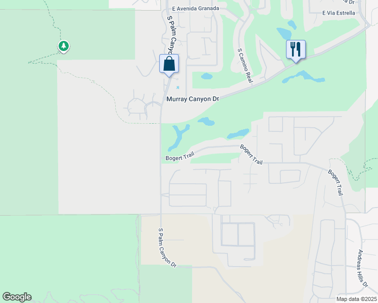 map of restaurants, bars, coffee shops, grocery stores, and more near 300 Bogert Trail in Palm Springs